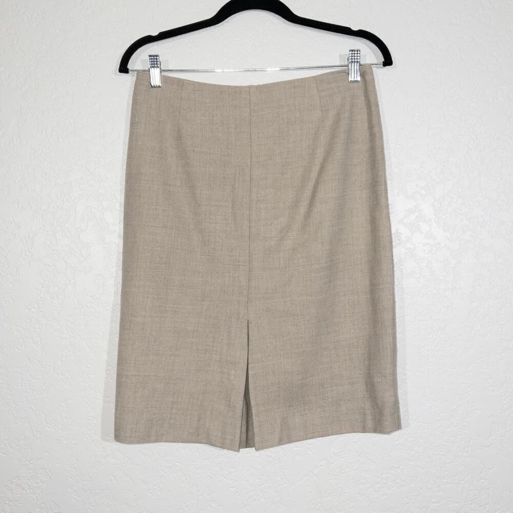 Yansi Fugel Tan Wool Pencil Skirt Size 8